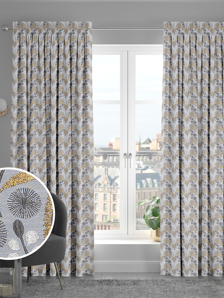 Grey Haze Lotus Made To Measure Curtains - Image 1 of 9