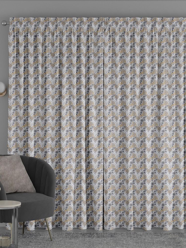 Grey Haze Lotus Made To Measure Curtains - Image 2 of 9