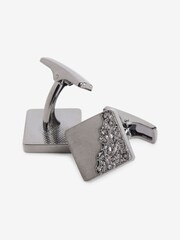 Gun Metal Textured Cufflink And Tie Clip Set - Image 4 of 6