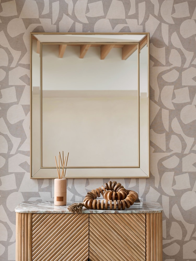 Light Natural Beveled Rectangular Wall Mirror - Image 1 of 3