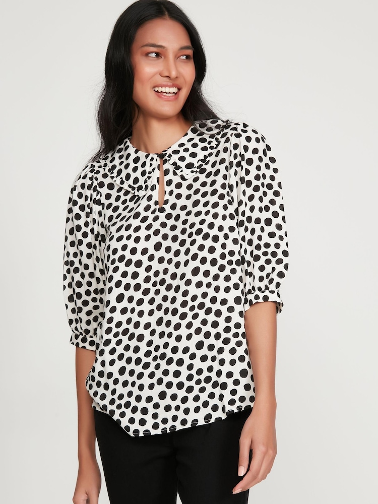 M&Co White Spotty Collar Top - Image 1 of 5