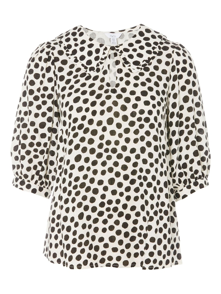 M&Co White Spotty Collar Top - Image 5 of 5 M&Co White Spotty Collar Top - Image 5 of 5