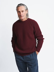 Aubin Grey Crail Fisherman Rib Crew Neck Jumper - Image 1 of 4