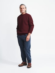 Aubin Grey Crail Fisherman Rib Crew Neck Jumper - Image 3 of 4