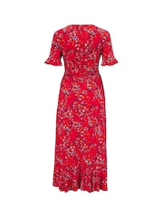 Pour Moi Red Multi Print Megan Stretch Jersey Wrap Midi Dress - Image 8 of 8