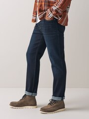 Temno modra in modra - Ravno - Vintage Wash denim kavbojke - Slika 4 iz 8