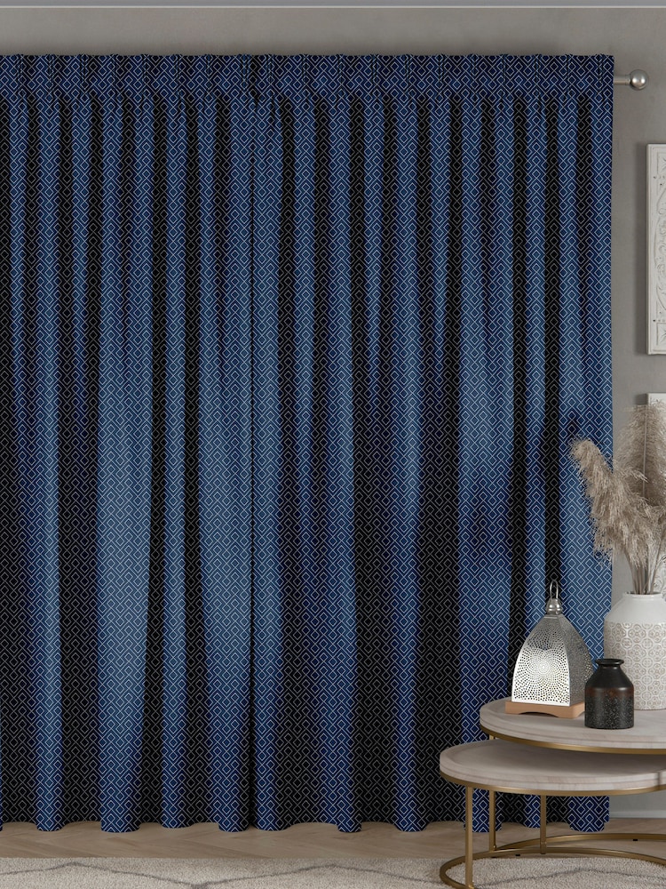 Indigo Blue Sciliy Made To Measure Curtains - Image 2 of 9