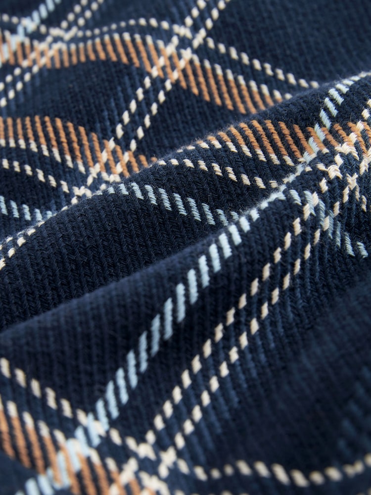Navy Blue Borg Lined Check Shacket with Hood - Image 10 of 10