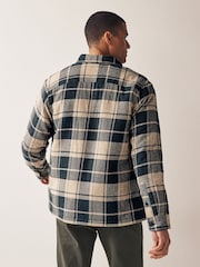 Ecru Natural/Green Borg Lined Shacket - Image 3 of 10