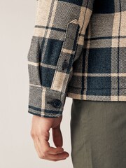 Ecru Natural/Green Borg Lined Shacket - Image 6 of 10