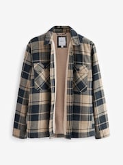 Ecru Natural/Green Borg Lined Shacket - Image 8 of 10