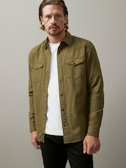 Green Twin Pocket Textured Long Sleeve Shirt - Image 1 of 9
