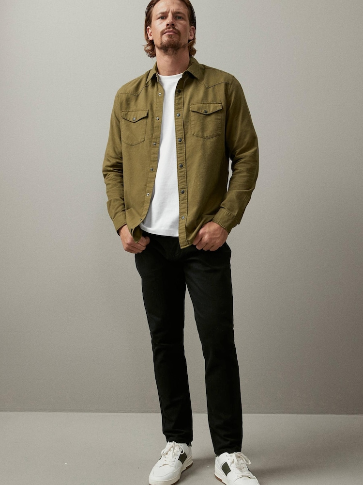 Green Twin Pocket Textured Long Sleeve Shirt - Image 2 of 9