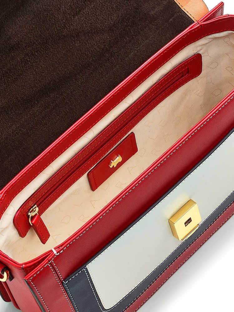 Radley London Medium Red Apsley Road Inlay Flapover Cross-Body Bag - Image 3 of 3