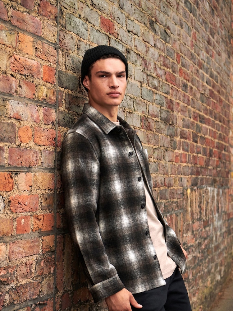 Acheter Marron/blanc Veste-chemise à carreaux en laine from Next