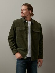 Khaki Green Corduroy Borg Lined Shacket - Image 1 of 12