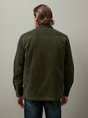 Khaki Green Corduroy Borg Lined Shacket - Image 3 of 12
