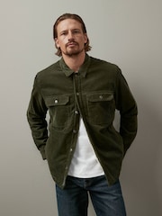 Khaki Green Corduroy Borg Lined Shacket - Image 4 of 12