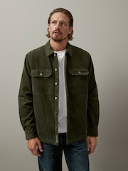 Khaki Green Corduroy Borg Lined Shacket - Image 5 of 12