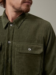Khaki Green Corduroy Borg Lined Shacket - Image 6 of 12