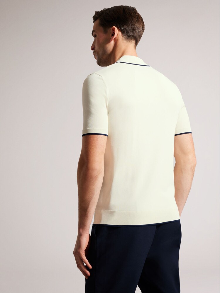 Ted Baker Green Stortfo Short Sleeved Rayon Open Neck Polo Shirt - Image 2 of 5