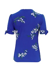 Pour Moi Blue Floral Bella V-Neck Blouse - Image 5 of 5