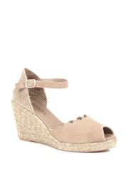 Jones Bootmaker Neutral/Pink Alejandra Espadrille Wedge Sandals - Image 4 of 6