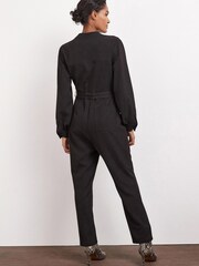 Black Utility Style Belted Jumpsuit - Image 3 of 5