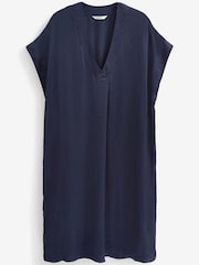 Navy Satin Kaftan Coverup Beach Summer Dress - Image 5 of 5
