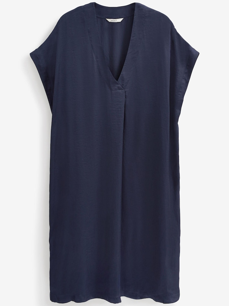 Navy Satin Kaftan Coverup Beach Summer Dress - Image 5 of 5