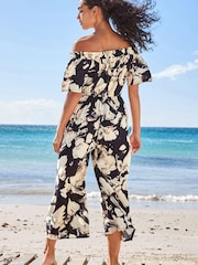 Monochrom geblümt - Schulterfreier Jumpsuit - Bild 3 von 6