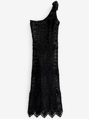 Black Crochet One Shoulder Maxi Dress - Image 5 of 5