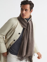 Reiss Taupe Picton Wool and Cashmere Scarf - Image 2 of 5