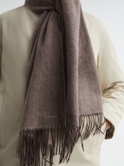 Reiss Taupe Picton Wool and Cashmere Scarf - Image 4 of 5