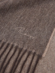 Reiss Taupe Picton Wool and Cashmere Scarf - Image 5 of 5