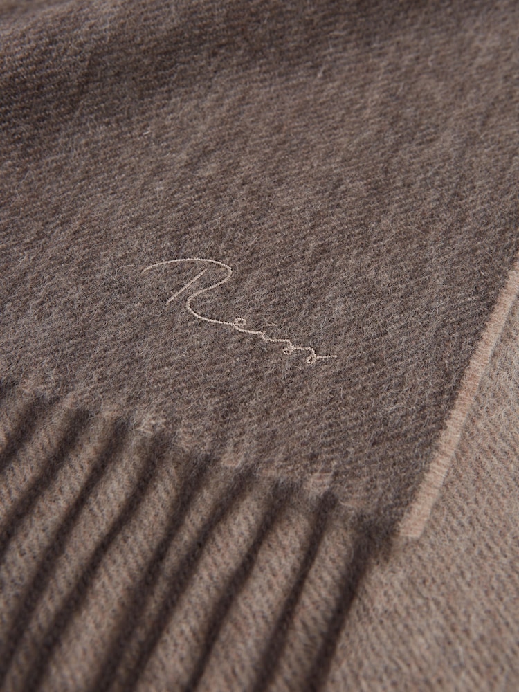 Reiss Taupe Picton Wool and Cashmere Scarf - Image 5 of 5