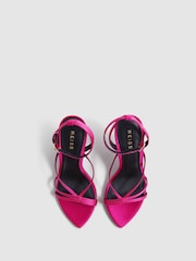 Reiss Magenta Camilla Strappy Sandal Heels - Image 3 of 5