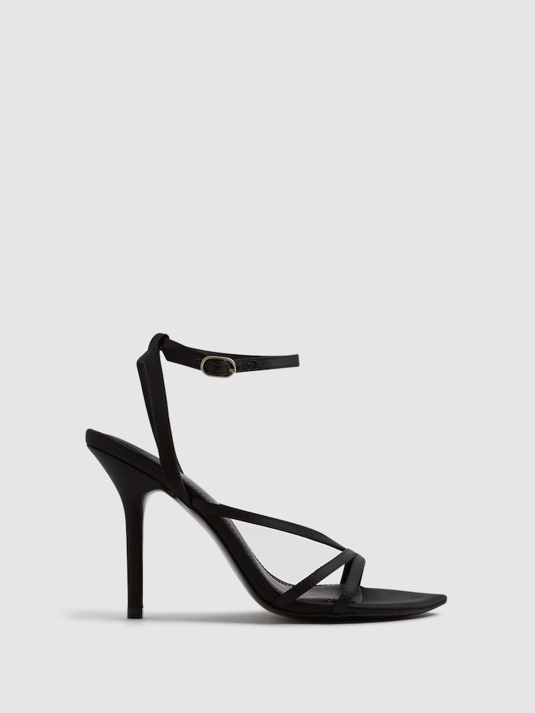 Reiss Black Camilla Strappy Sandal Heels - Image 1 of 5 Reiss Black Camilla Strappy Sandal Heels - Image 1 of 5