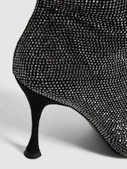 Reiss Black Clement Crystal Point Knee High Boots - Image 5 of 7