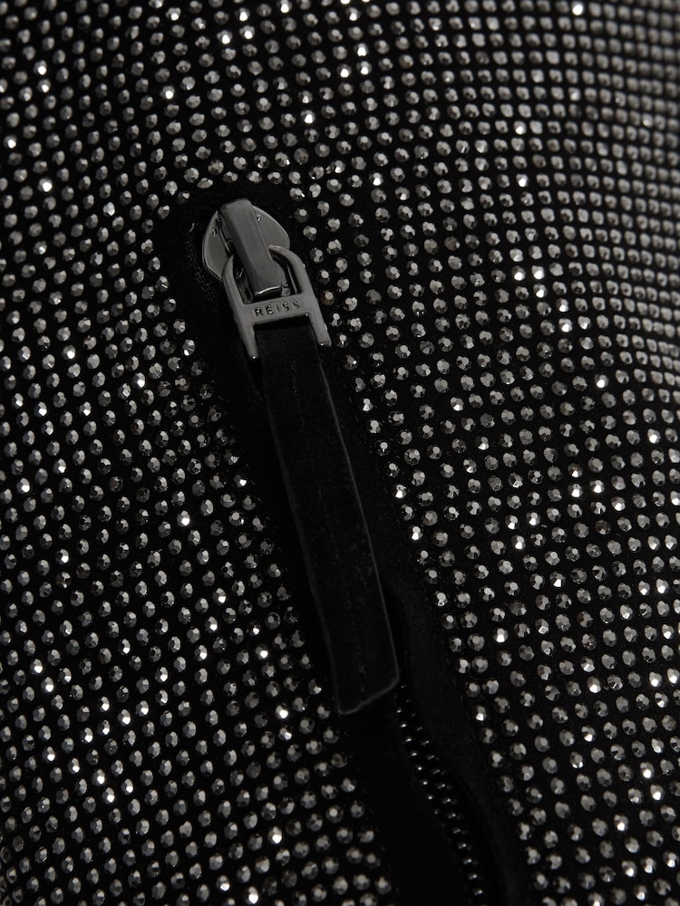Reiss Black Clement Crystal Point Knee High Boots - Image 7 of 7