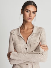 Reiss Oatmeal Corrin Cashmere Blend Cardigan - Image 1 of 7