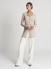 Reiss Oatmeal Corrin Cashmere Blend Cardigan - Image 3 of 7