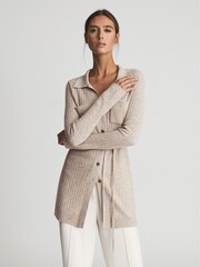 Reiss Oatmeal Corrin Cashmere Blend Cardigan - Image 4 of 7