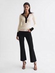 Reiss Cream/Black Maia Button Collar Jumper Top - Image 3 of 6