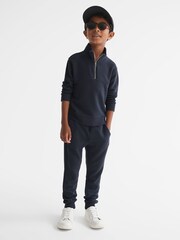 Airforce Blue - Reiss Clyde Gerippte Jersey-Jogginghose - Bild 1 von 5