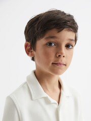 Reiss White Westley Senior Cuban Collar Ribbed Shirt - Image 1 of 6