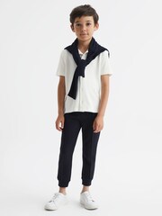 Reiss White Westley Senior Cuban Collar Ribbed Shirt - Image 4 of 6