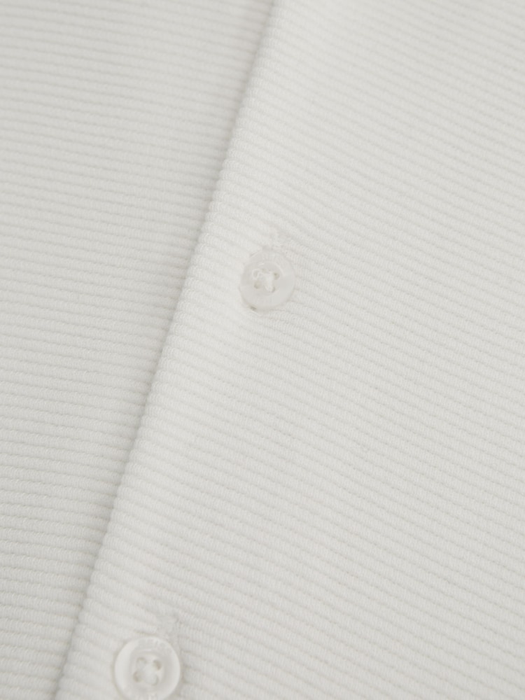 Reiss White Westley Senior Cuban Collar Ribbed Shirt - Image 6 of 6