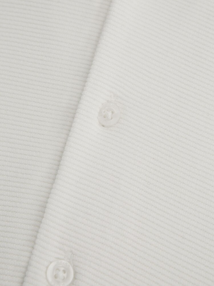 Reiss White Westley Senior Cuban Collar Ribbed Shirt - Image 6 of 6 Reiss White Westley Senior Cuban Collar Ribbed Shirt - Image 6 of 6