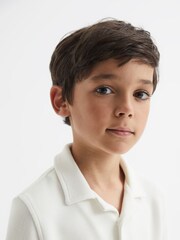 Reiss White Westley Junior Cuban Collar Ribbed Shirt - Image 3 of 6